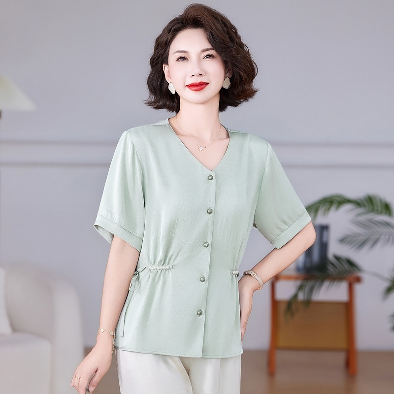 夏裝襯衫洋氣質新中式减齡新款中老年裝夏季時尚休閒短袖襯衣