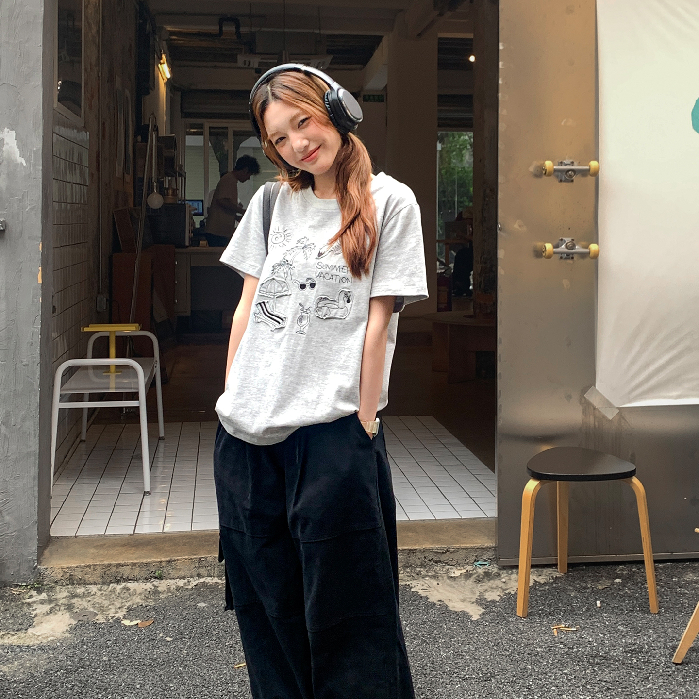 貼布繡短袖t恤女夏季新款小個子寬鬆顯瘦純棉上衣