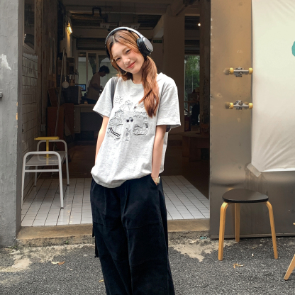 貼布繡短袖t恤女夏季新款小個子寬鬆顯瘦純棉上衣