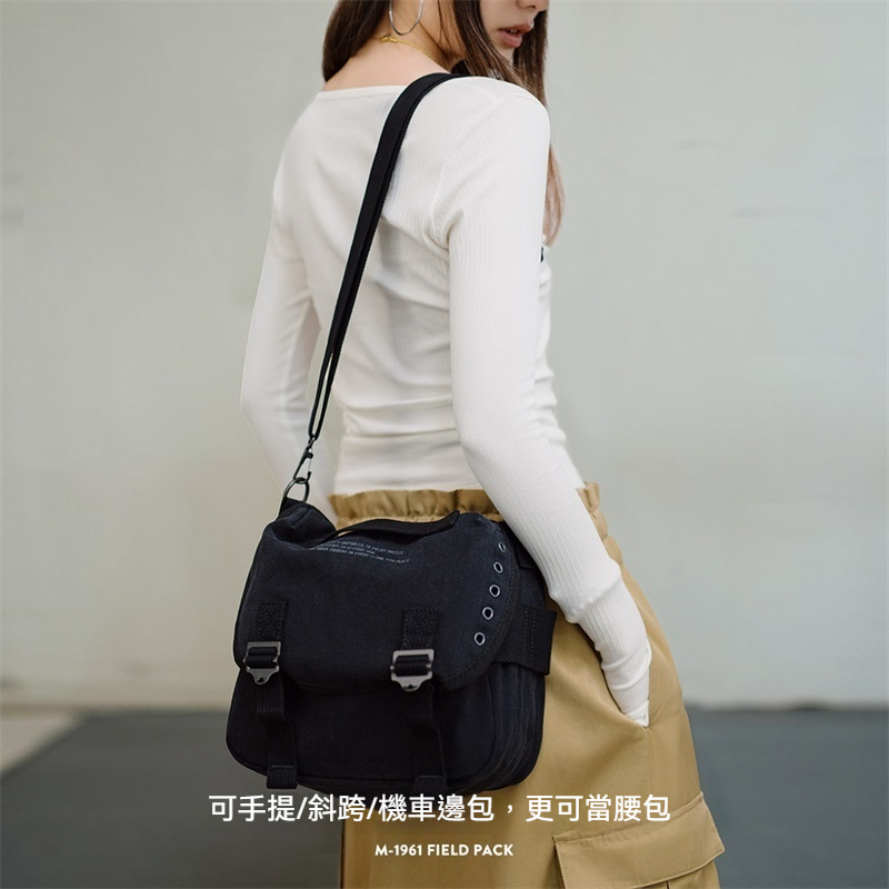 馬登女裝 美式復古M1961字母印花帆布斜挎包手提時尚大容量托特包夏女