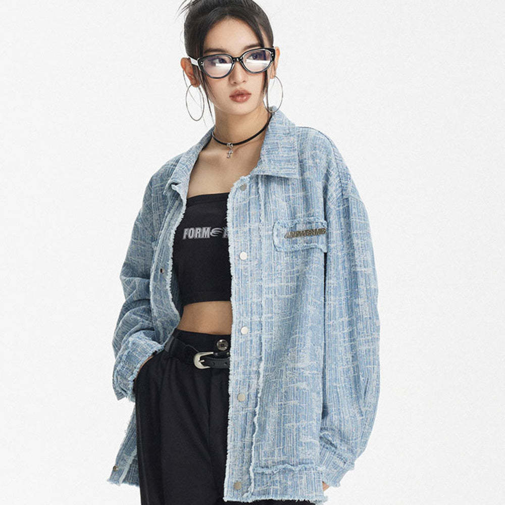 美式復古國潮磨破牛仔外套女vintage2025春款百搭夾克