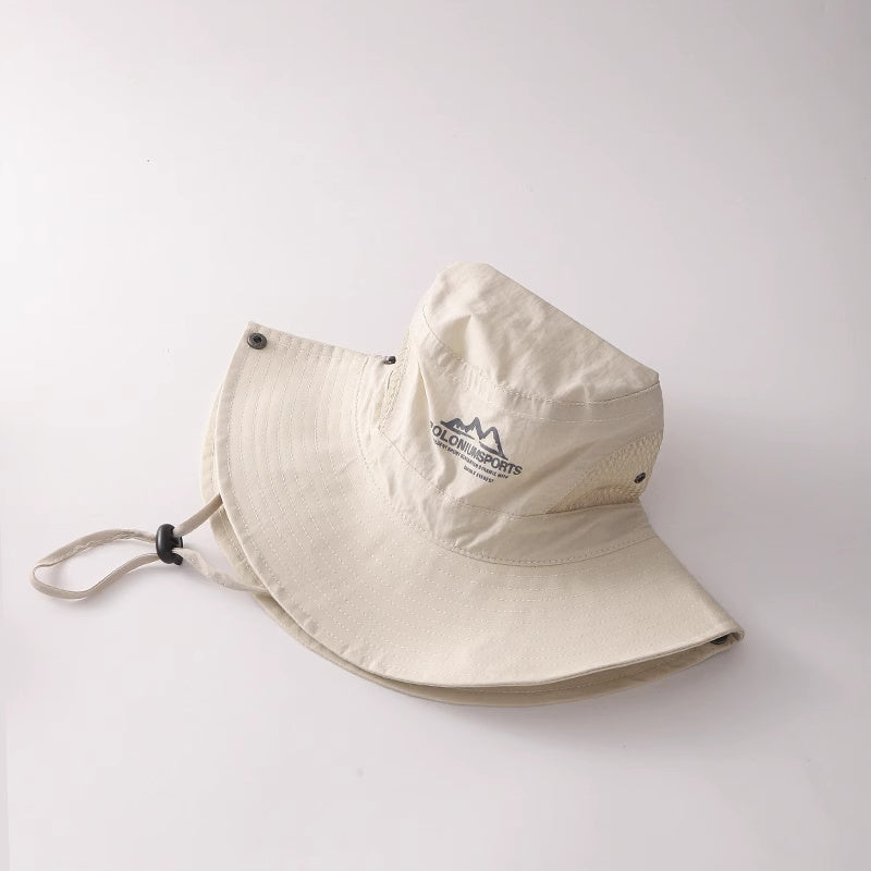 美式復古休閒卡其色登山帽女夏季防曬透氣遮陽漁夫帽子釣魚露營帽