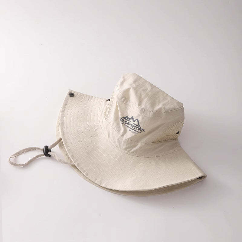 美式復古休閒卡其色登山帽女夏季防曬透氣遮陽漁夫帽子釣魚露營帽