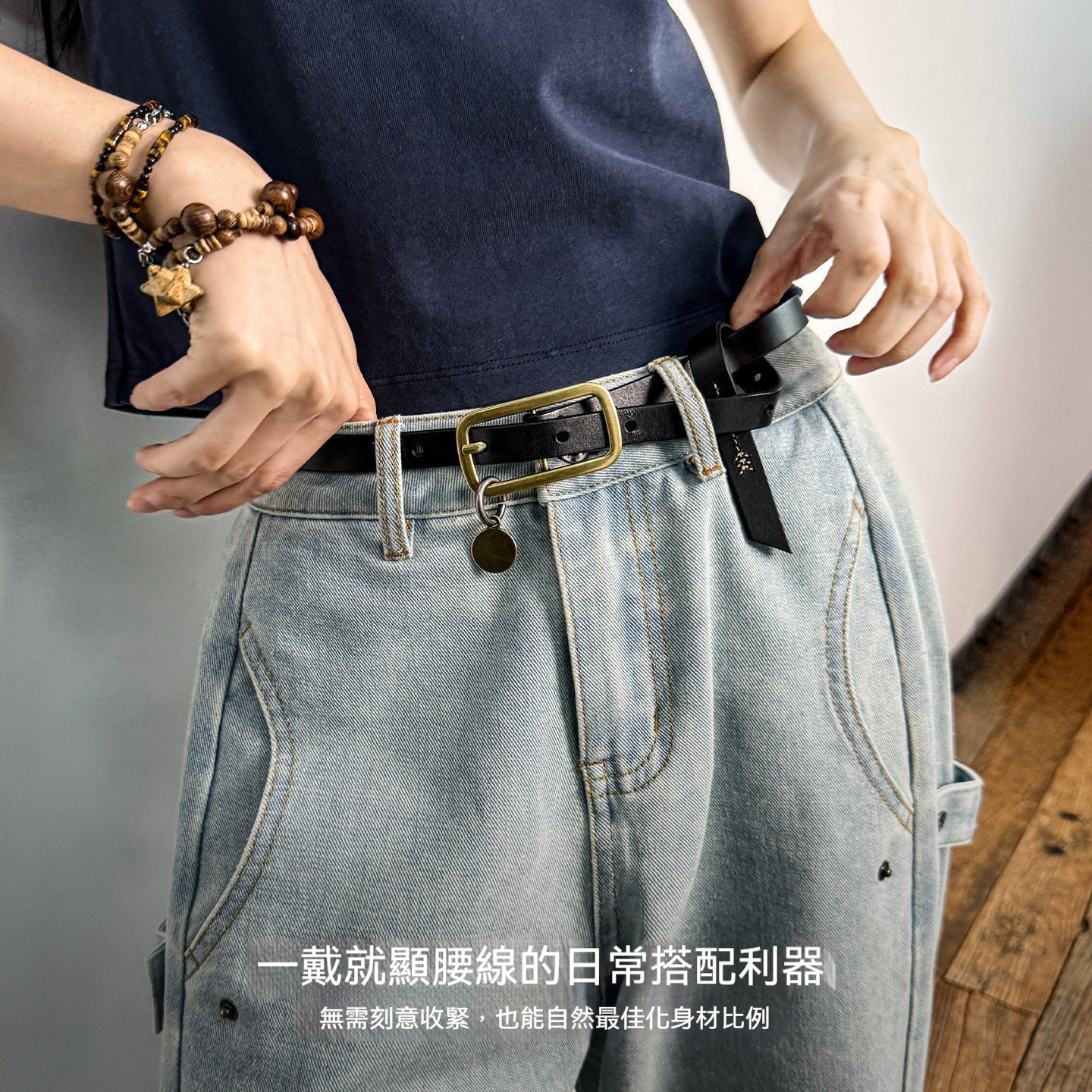 復古植鞣頭層純正真牛皮帶條牛仔褲細小腰帶女士腰間配飾