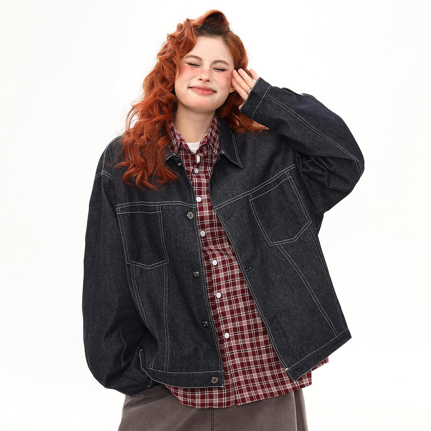 美式復古丹寧原色短款牛仔外套女秋冬寬鬆百搭夾克上衣