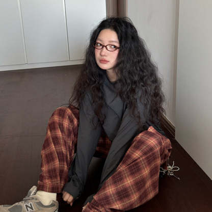 2025春季韓版拼色字母印花長袖t恤寬鬆休閒女打底衫上衣