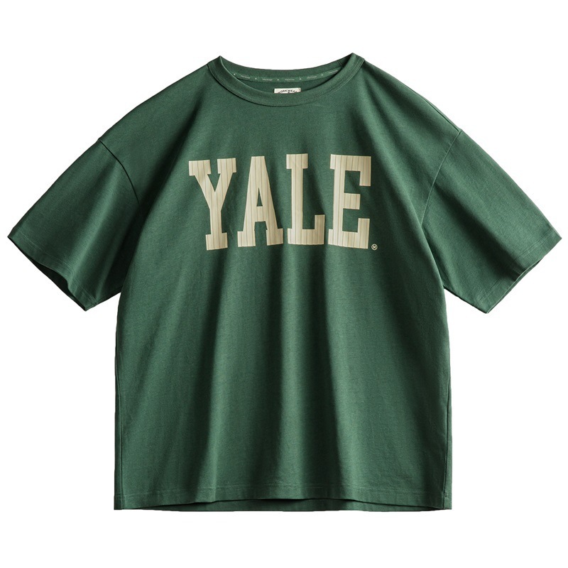 美式撞色字母印花T恤學院風耶魯大學純棉短袖上衣女夏季