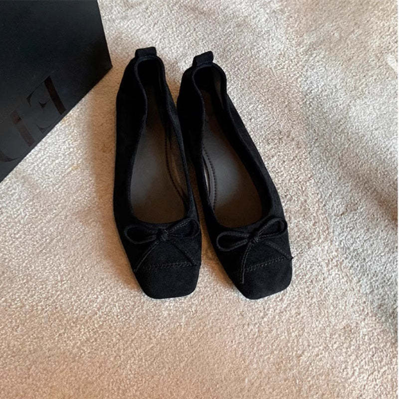 軟底蝴蝶結單鞋女春秋新款法式氣質晚晚鞋通勤芭蕾平底鞋