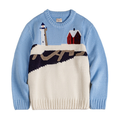 復古圓領寬鬆加厚針織提花毛衣休閒保暖外穿粗毛線上衣秋冬女