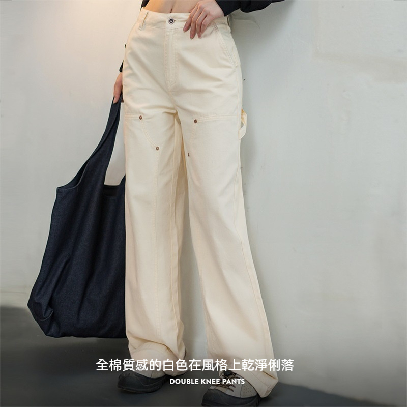 馬登女裝 美式工裝褲百搭純棉雙膝伐木褲復古街頭休閒長褲直筒褲春秋女