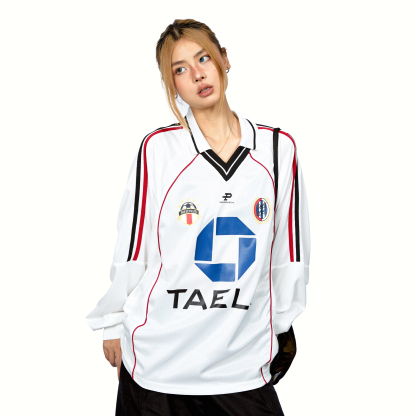 拼接撞色翻領印花長袖T恤女美式創意設計感寬鬆運動上衣秋