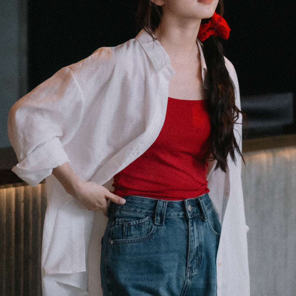 夏季美背內衣帶胸墊防走光辣妹吊帶女修身顯瘦內搭打底衫短款上衣