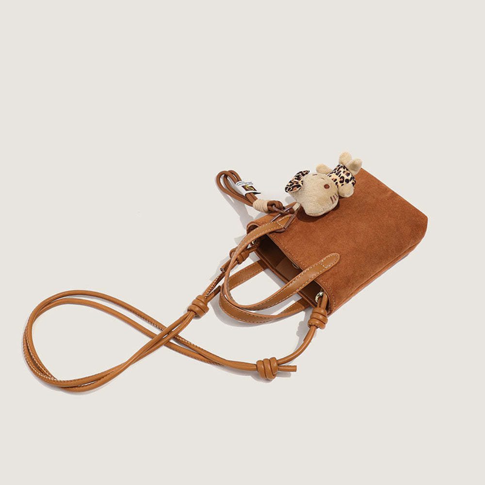 秋冬復古小眾豹紋包包女新款超火迷你手機包磨砂麂皮手機包小拎包