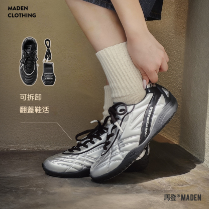 復古黑白色休閒百搭德訓鞋運動輕便平軟底足球鞋子潮女士秋冬