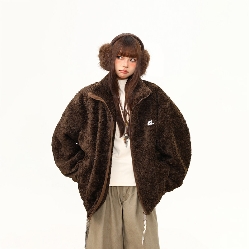 搖粒絨加厚保暖立領棉服外套女冬季新款防寒棉衣