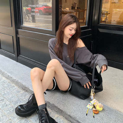水洗縮紋馬皮系帶粗跟厚底馬丁短靴女春秋單靴