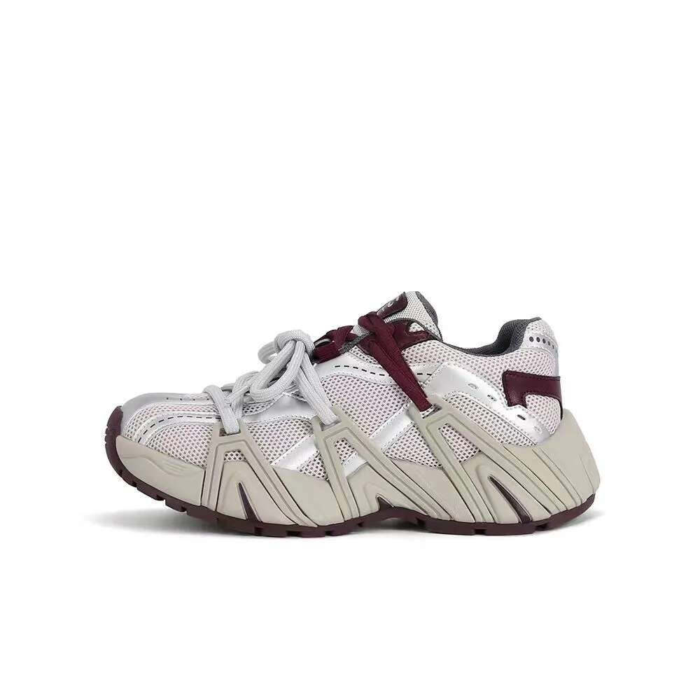 春秋復古鴛鴦帶厚底系帶休閒運動鞋老爹鞋女