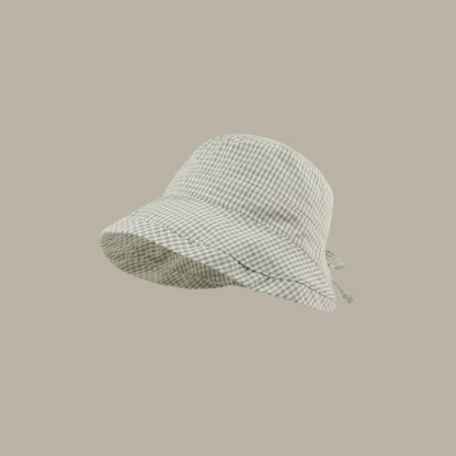日系格子漁夫帽子女夏季戶外露營登山蝴蝶結防曬防紫外線遮陽帽
