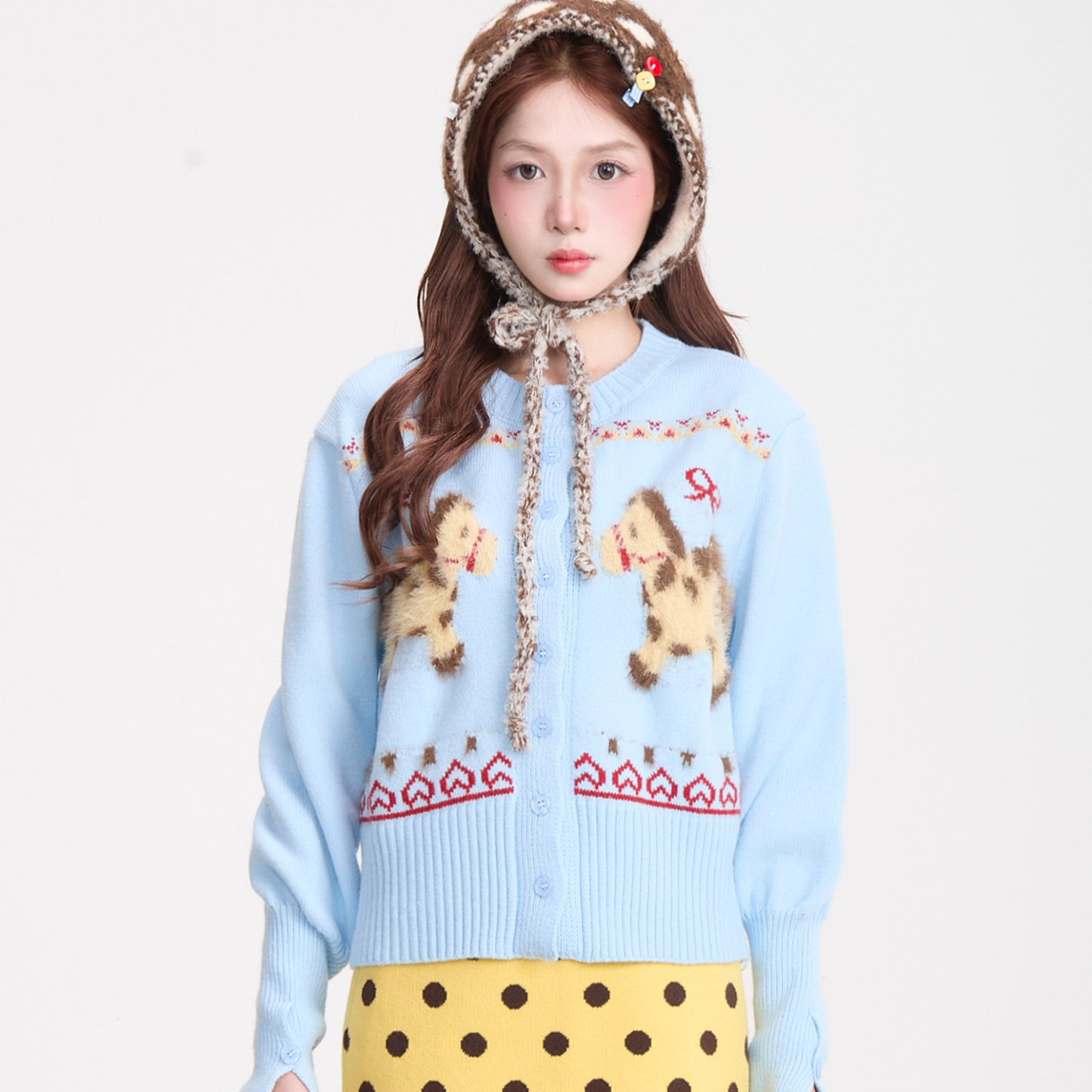 卡通小馬軟糯開衫毛衣女2026新款學院風减齡顯瘦針織衫