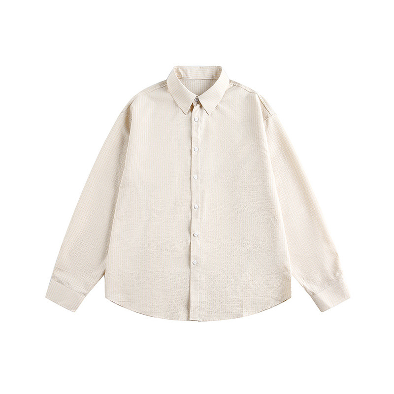 復古休閒通勤高智感長袖襯衫女寬鬆百搭慵懶早春條紋襯衣