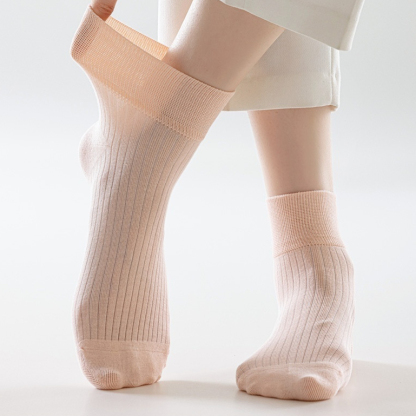 超薄無骨款舒適不勒脚吸汗透氣糖果色耐磨簡約短中筒棉襪女夏
