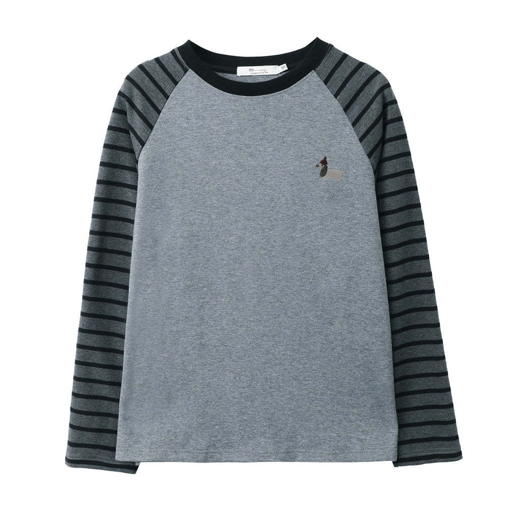 撞色條紋內搭長袖t恤女2025春季休閒打底衫上衣