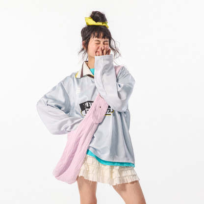 學院風印花衛衣女春秋2025新款復古寬鬆oversize設計感無帽上衣