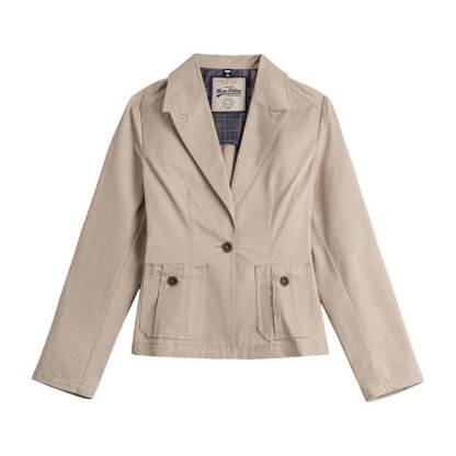 卡其色戧駁領單排扣休閒正肩收腰修身小西裝短夾克外套女士春