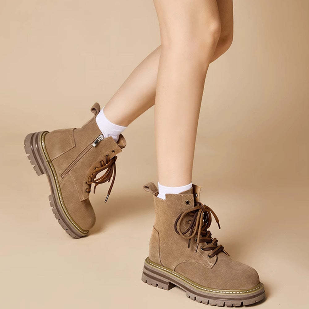 真皮英倫風馬丁靴女新款春秋單靴子爆款女短靴工裝大黃靴