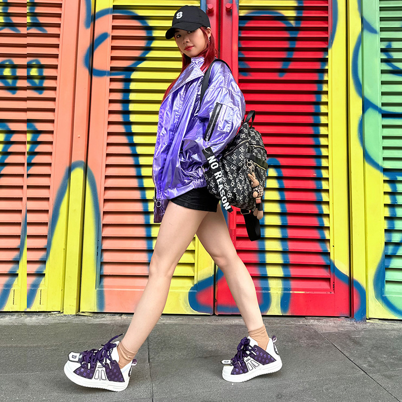 國潮女鞋子潮鞋雙鞋帶板鞋女百搭鞋子麵包鞋