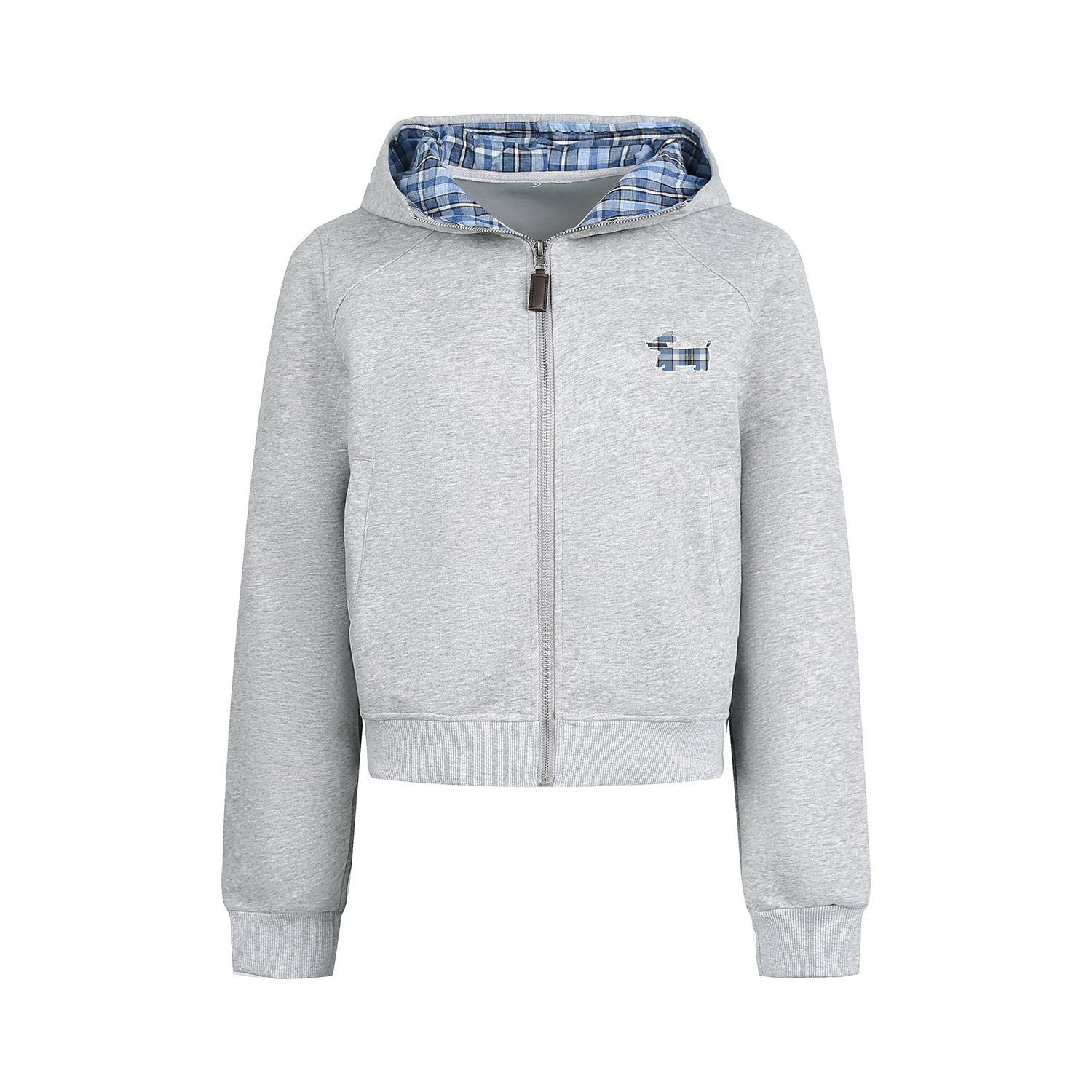 韓系慵懶格子臘腸狗連帽衛衣外套女款秋短款修身上衣