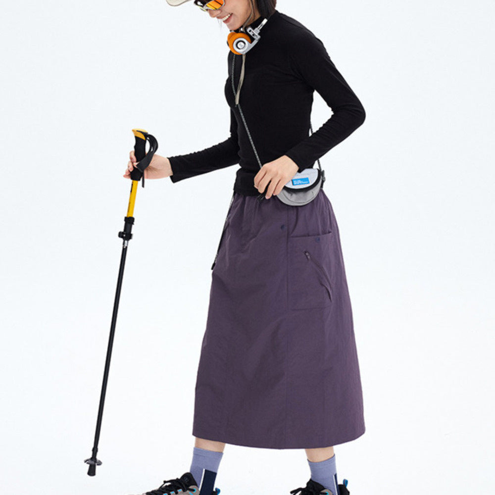 春夏新款戶外中長運動登山防潑水長裙凉感透氣工裝半身裙女