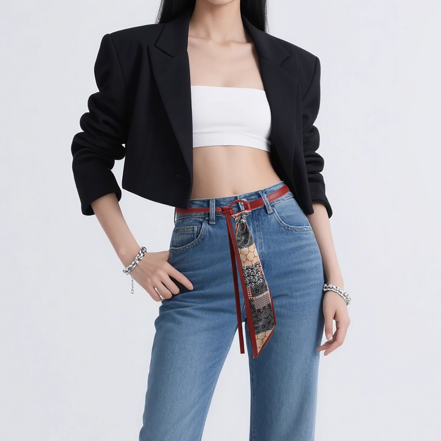 絲巾腰帶配飾女絲帶腰鏈皮帶嘻哈朋克復古美式裝潢配牛仔褲帶