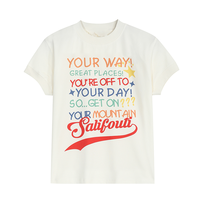 美式復古字母印花圓領正肩T恤女夏季新款休閒百搭短袖