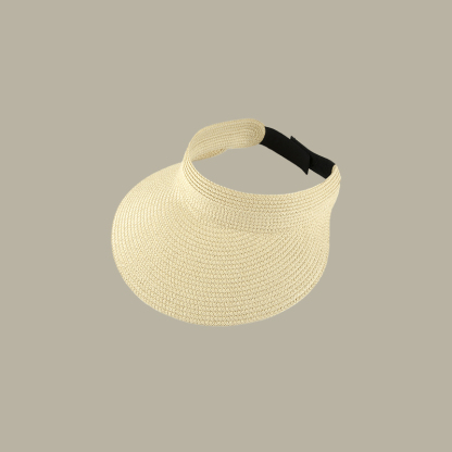 夏季草編空頂帽女出遊防曬帽簡約遮陽帽沙灘度假遮陽太陽帽