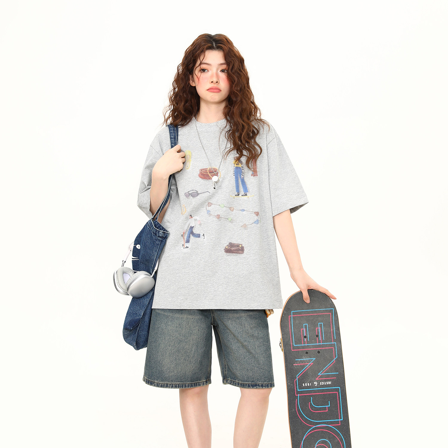 2026夏季新款美式復古印花短袖T恤女寬鬆百搭上衣