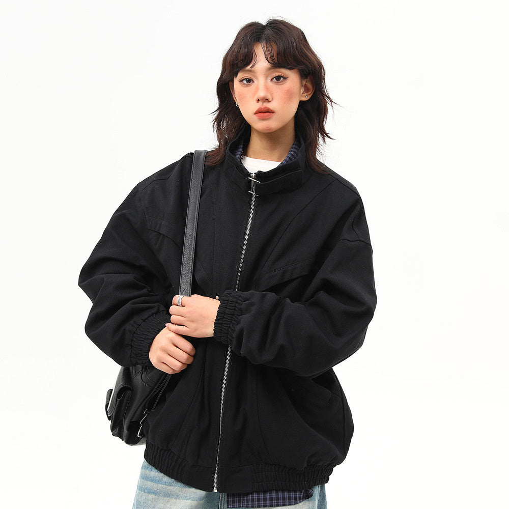 春季新款美式復古工裝夾克外套女vintage潮牌上衣
