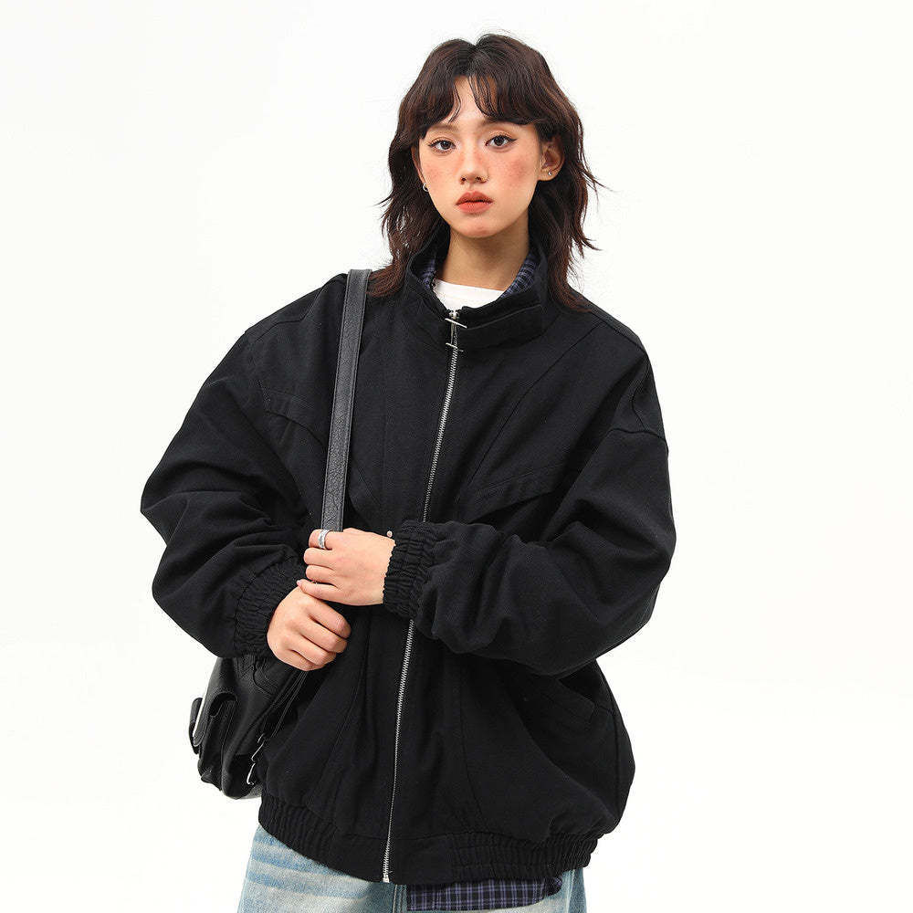 春季新款美式復古工裝夾克外套女vintage潮牌上衣