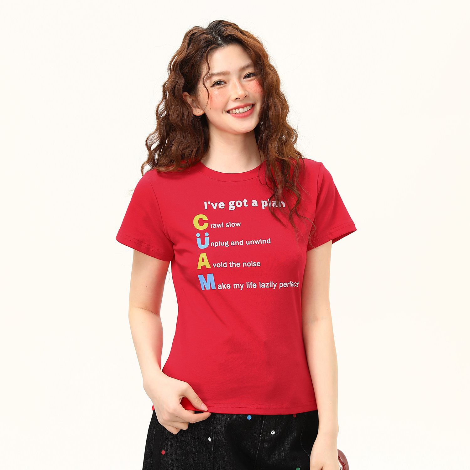 美式復古字母印花修身辣妹正肩T恤女夏季顯瘦潮流短袖女