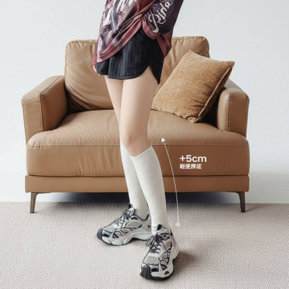 復古灰色曼哈頓網面增高厚底透氣老爹鞋子軟底運動休閒鞋女