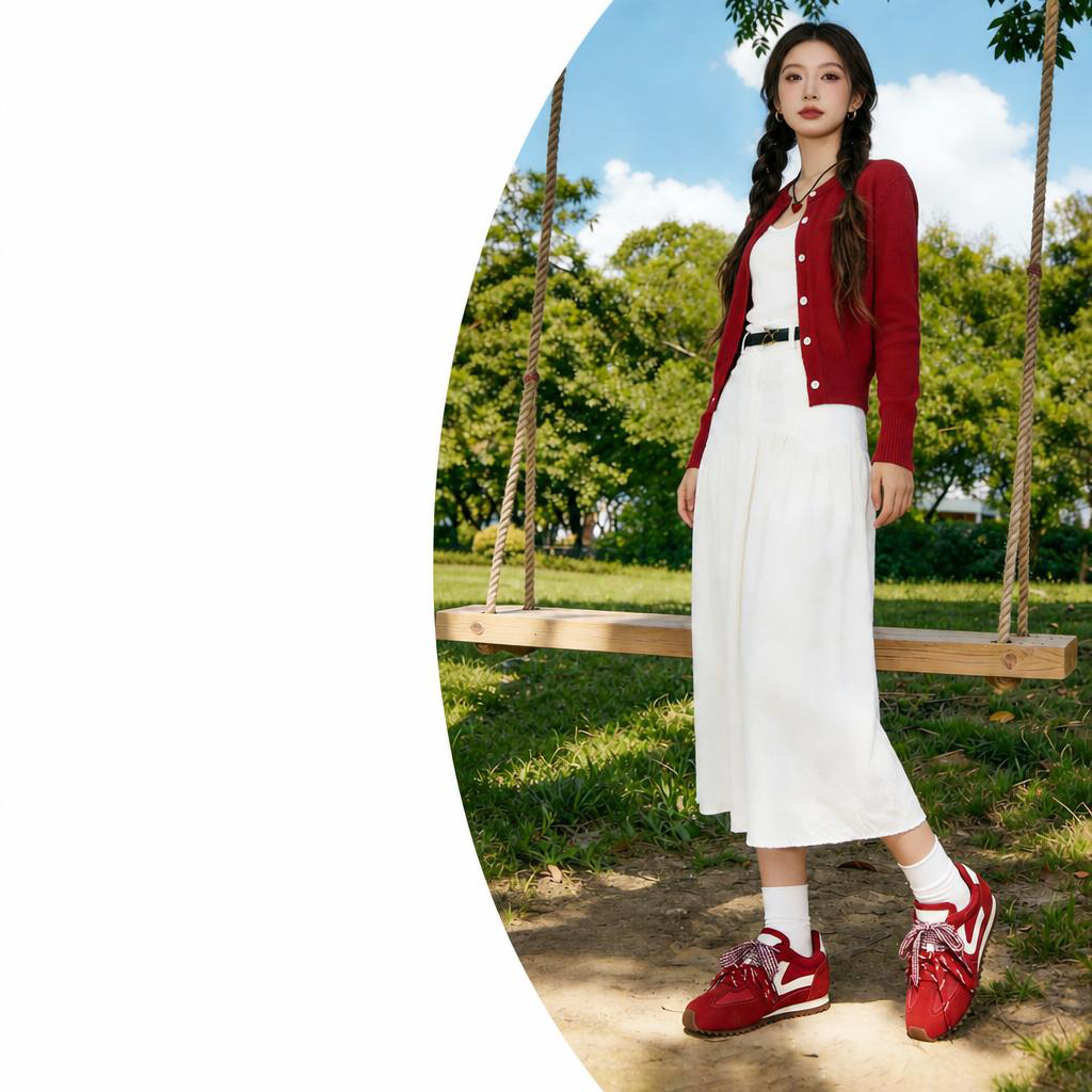 芭蕾德訓鞋女2026秋季紅色厚底休閒鞋軟底運動阿甘鞋