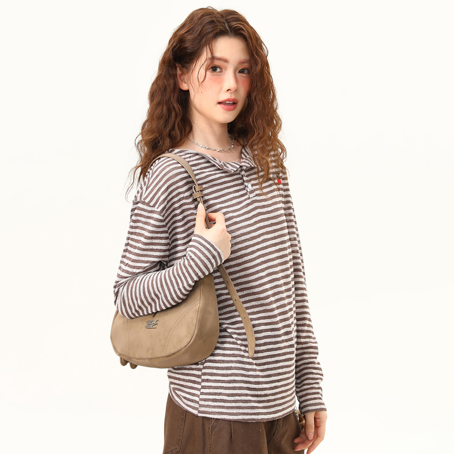 春夏新款復古條紋長袖T恤女一字肩慵懶風薄款防曬罩衫女