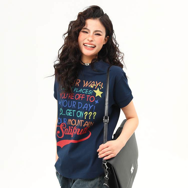 美式復古字母印花圓領正肩T恤女夏季新款休閒百搭短袖