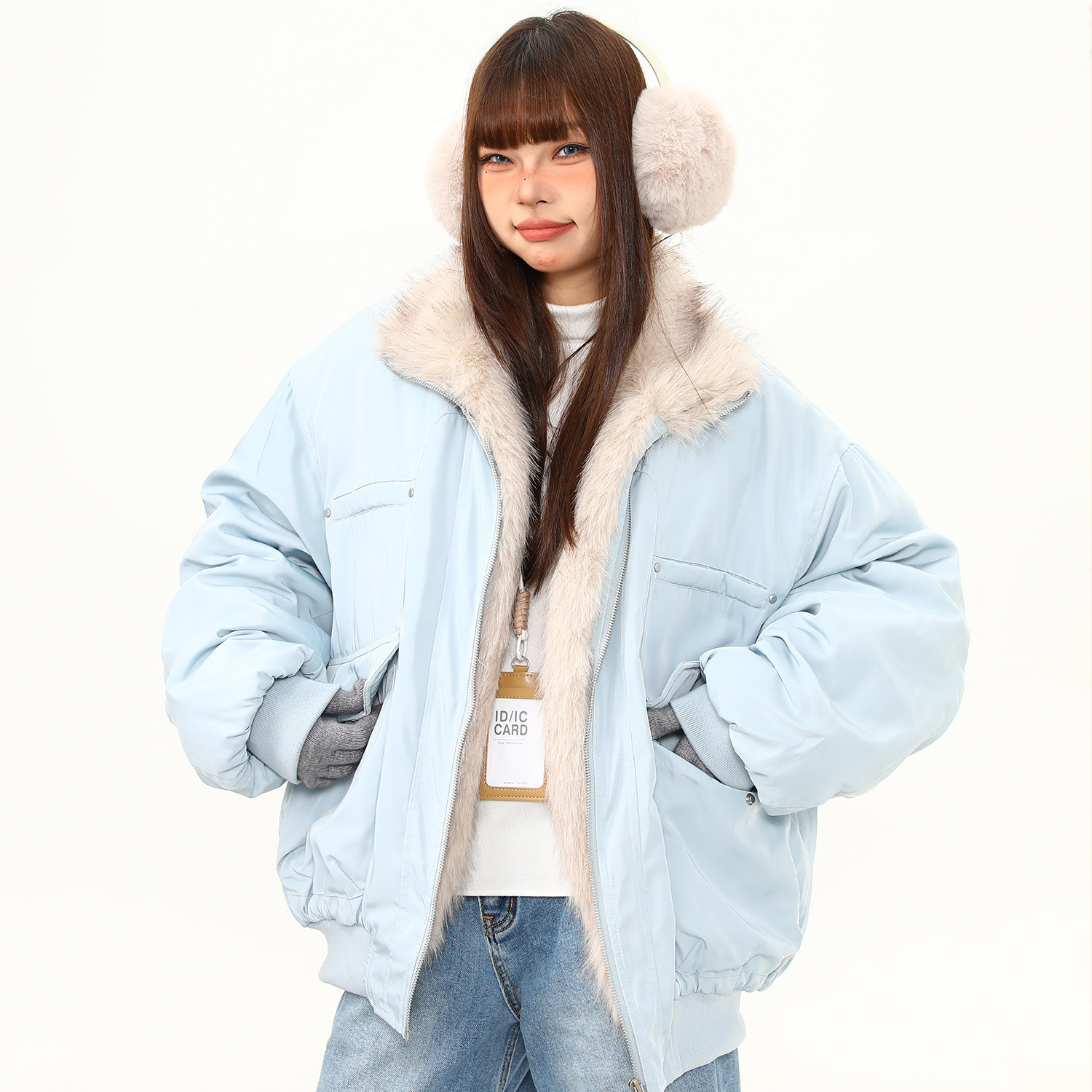 美式復古立領座山雕棉服外套女冬季加厚保暖情侶過冬棉襖