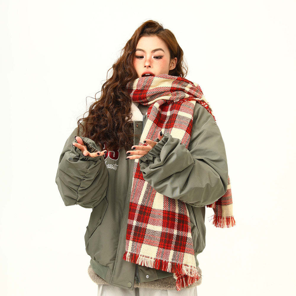 美式復古羊羔毛翻領棉服外套女冬季新款加厚保暖棉衣棉襖