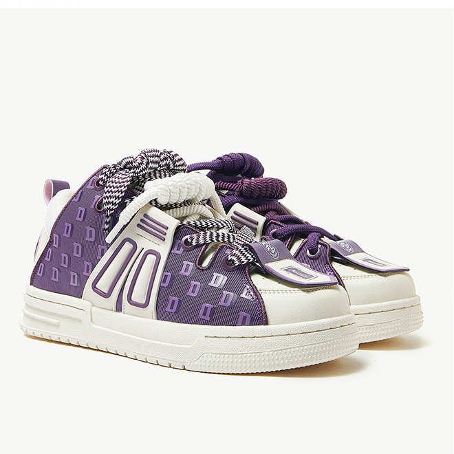 國潮女鞋子潮鞋雙鞋帶板鞋女百搭鞋子麵包鞋