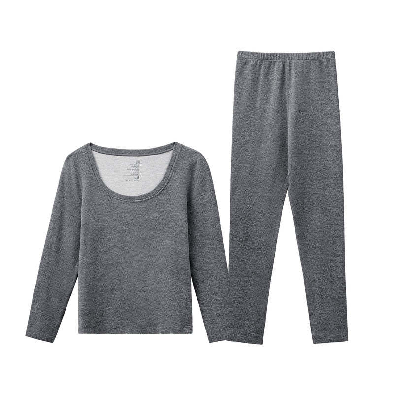 馬登女裝 仿德絨厚秋衣卫生裤套裝保暖發熱裸感睡衣打底內搭修身內衣冬女