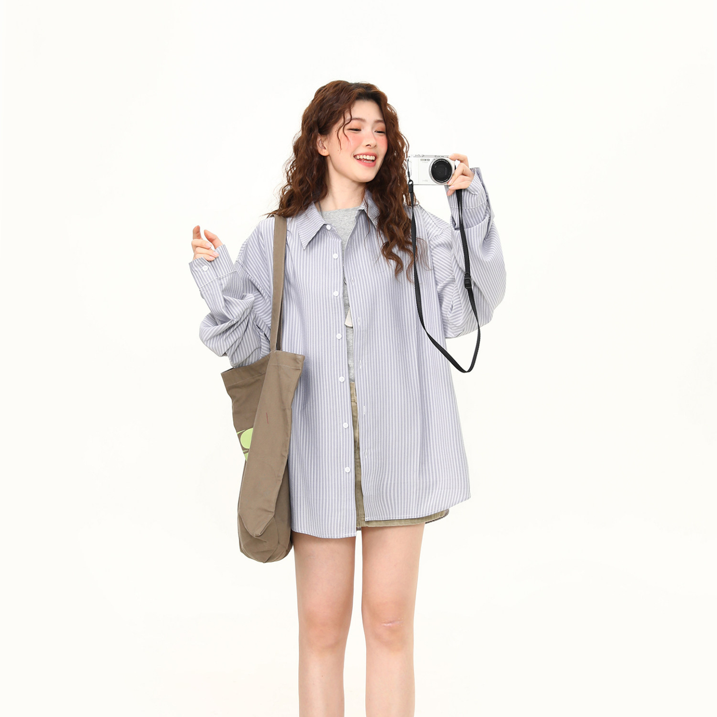 復古休閒通勤高智感長袖襯衫女寬鬆百搭慵懶早春條紋襯衣