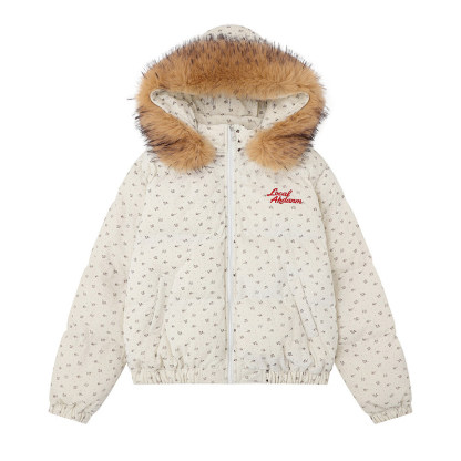 棉服女美式復古碎花設計感外套女冬季保暖加厚可拆卸棉衣