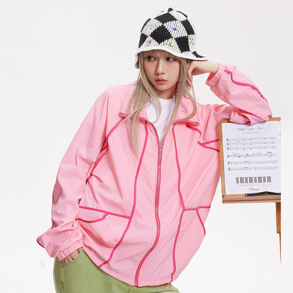 夏季新款防曬衣女寬鬆設計感拼接戶外長袖透氣外套輕薄防曬服